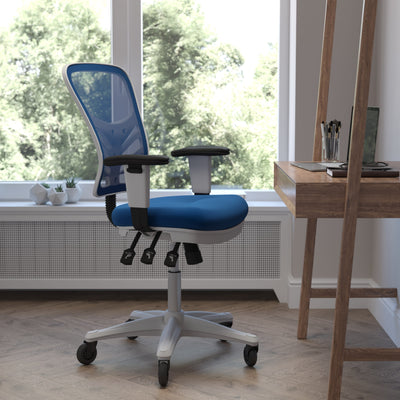 Nicholas Mid-Back Multifunction Executive Swivel Ergonomic Office Chair with Adjustable Arms and Transparent Roller Wheels - View 2