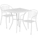 White |#| 28inch Square White Indoor-Outdoor Steel Patio Table Set with 2 Round Back Chairs