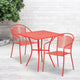 Coral |#| 28inch Square Coral Indoor-Outdoor Steel Patio Table Set with 2 Round Back Chairs