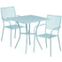 Oia Commercial Grade 28" Square Indoor-Outdoor Steel Patio Table Set with 2 Square Back Chairs