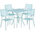 Oia Commercial Grade 28" Square Indoor-Outdoor Steel Patio Table Set with 4 Square Back Chairs