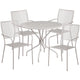 Light Gray |#| 35.25inch Round Lt Gray Indoor-Outdoor Steel Patio Table Set w/4 Square Back Chairs