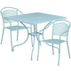 Sky Blue |#| 35.5inch SQ Sky Blue Indoor-Outdoor Steel Patio Table Set w/ 2 Round Back Chairs