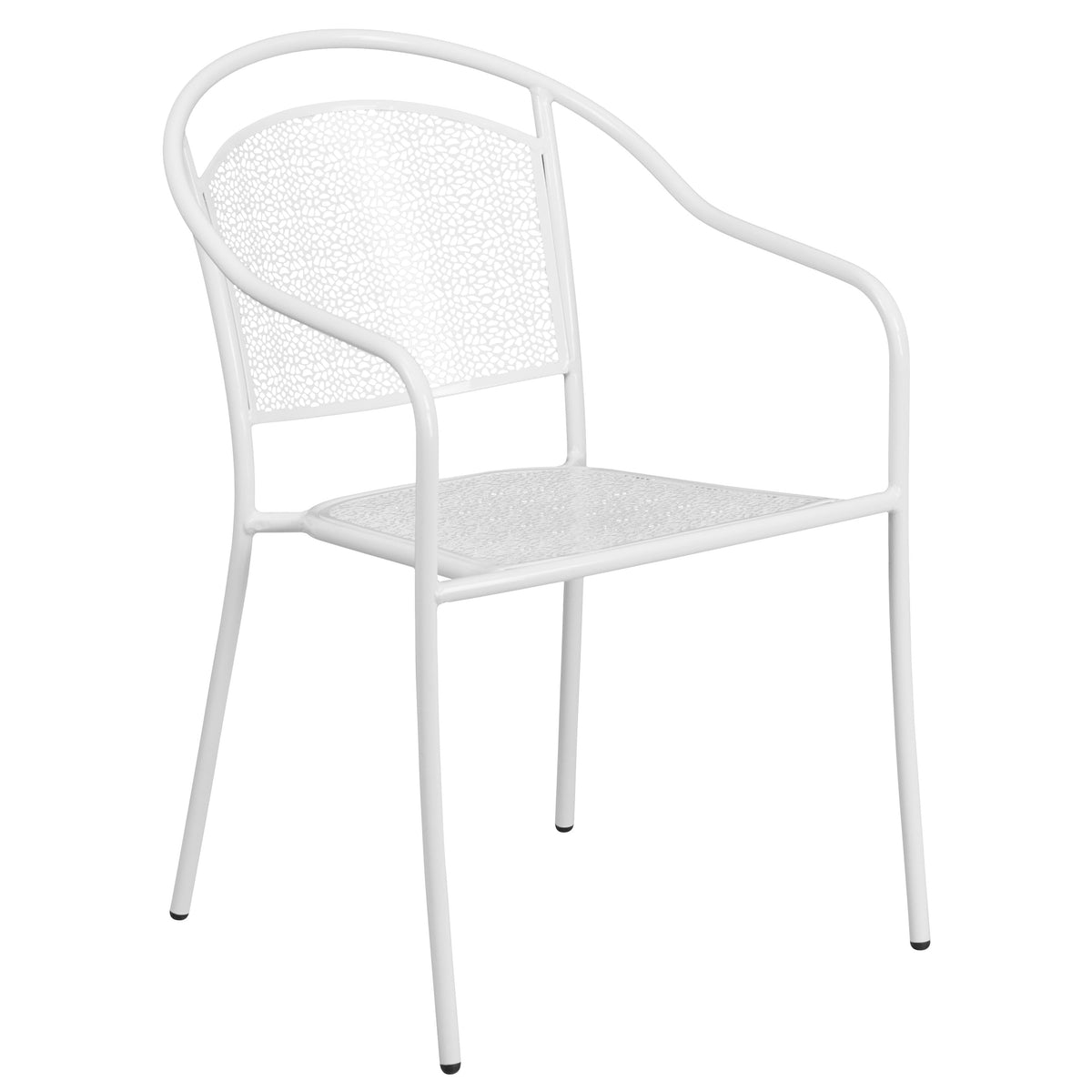 White |#| 35.5inch Square White Indoor-Outdoor Steel Patio Table Set w/ 2 Round Back Chairs