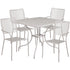 Oia Commercial Grade 35.5" Square Indoor-Outdoor Steel Patio Table Set with 4 Square Back Chairs