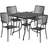 Oia Commercial Grade 35.5" Square Indoor-Outdoor Steel Patio Table Set with 4 Square Back Chairs