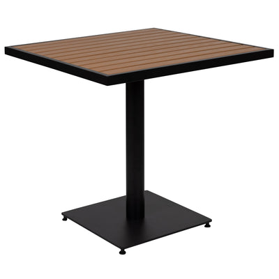 Outdoor Patio Bistro Dining Table with Faux Teak Poly Slats