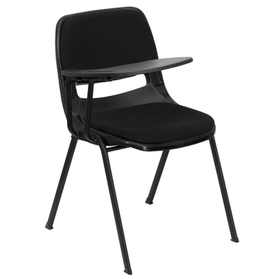 Padded Ergonomic Shell Chair with Right Handed Flip-Up Tablet Arm