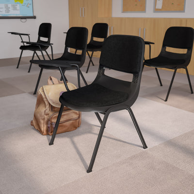 Padded Ergonomic Shell Chair with Right Handed Flip-Up Tablet Arm - View 2