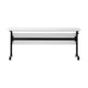 White Top/Black Frame |#| Commercial Nesting Flip Training Table with Steel Frame and T-Legs in White/Blk