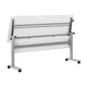 White Top/Gray Frame |#| Commercial Nesting Flip Training Table with Steel Frame and T-Legs in White/Gray