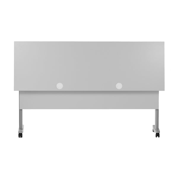 Gray Top/Gray Frame |#| Commercial Nesting Flip Training Table with Steel Frame and T-Legs in Gray