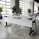 Gray Top/Black Frame |#| Commercial Nesting Flip Training Table with Steel Frame and T-Legs in Gray/Black