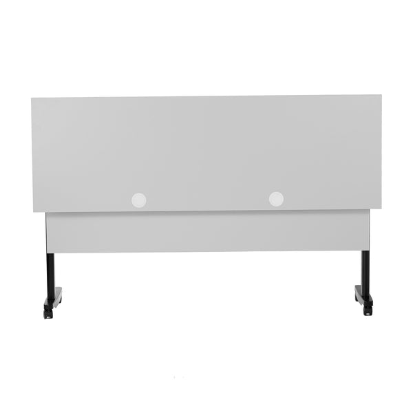 Gray Top/Black Frame |#| Commercial Nesting Flip Training Table with Steel Frame and T-Legs in Gray/Black