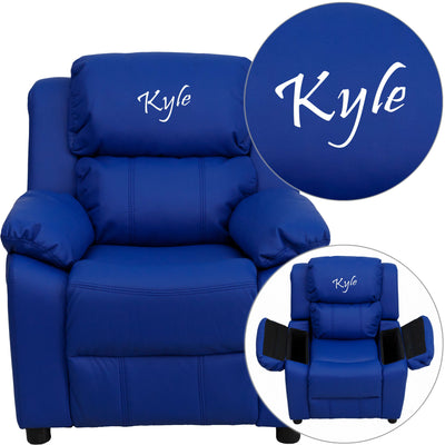 Personalized Deluxe Padded Kids Recliner with Storage Arms