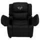 Black LeatherSoft |#| Personalized Deluxe Padded Black LeatherSoft Kids Recliner with Storage Arms