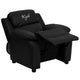 Black LeatherSoft |#| Personalized Deluxe Padded Black LeatherSoft Kids Recliner with Storage Arms