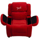 Red Microfiber |#| Personalized Deluxe Padded Red Microfiber Kids Recliner with Storage Arms