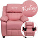 Pink Vinyl |#| Personalized Deluxe Padded Pink Vinyl Kids Recliner with Storage Arms