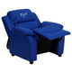 Blue Vinyl |#| Personalized Deluxe Padded Blue Vinyl Kids Recliner with Storage Arms