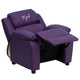 Purple Vinyl |#| Personalized Deluxe Padded Purple Vinyl Kids Recliner with Storage Arms