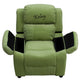 Avocado Microfiber |#| Personalized Deluxe Padded Avocado Microfiber Kids Recliner with Storage Arms