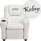 White Vinyl |#| Personalized White Vinyl Kids Recliner with Cup Holder and Headrest