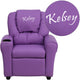 Lavender Vinyl |#| Personalized Lavender Vinyl Kids Recliner with Cup Holder and Headrest