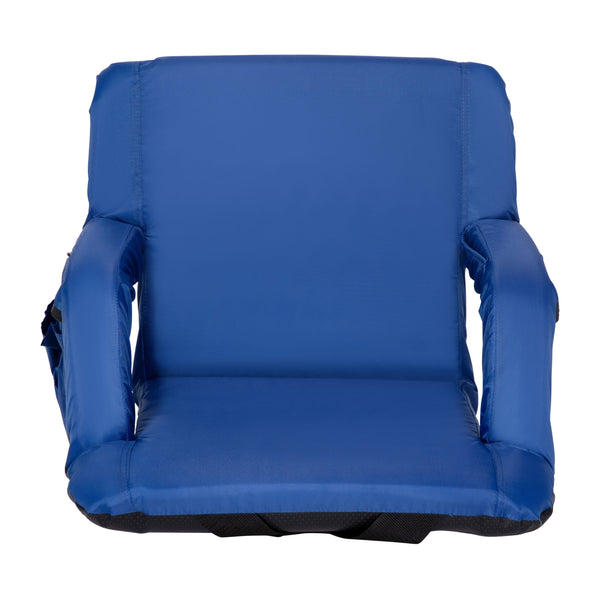 Blue |#| Backpack Reclining Padded Stadium Chairs with Armrests & Storge Pockets in Blue