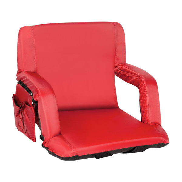 Red |#| Backpack Reclining Padded Stadium Chairs with Armrests & Storge Pockets in Red