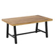 All Weather Commercial Acacia Wood Top Patio Table with Metal Base-Natural/Black