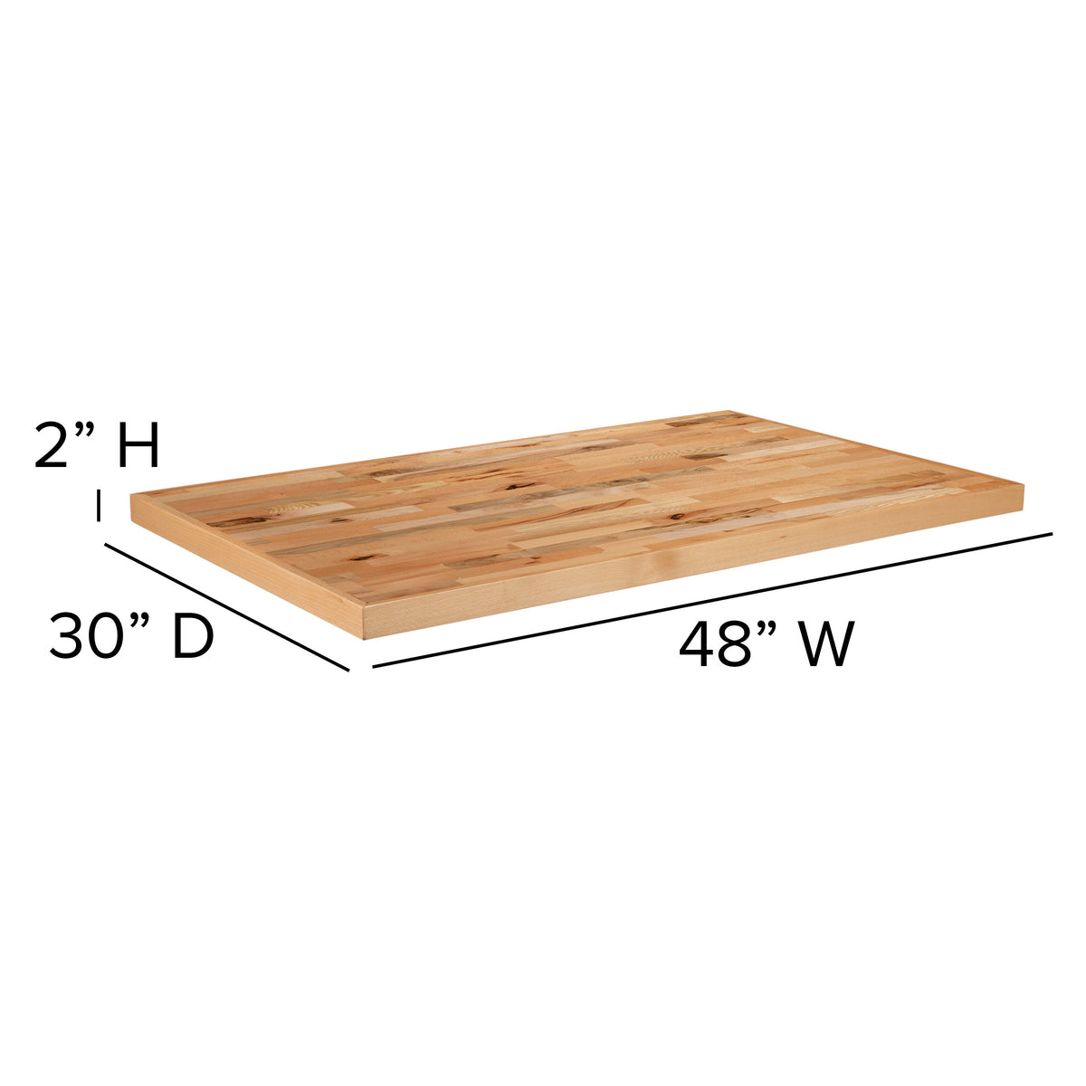 30inch x 48inch Rectangle Butcher Block Style Table Top - Restaurant Table Top