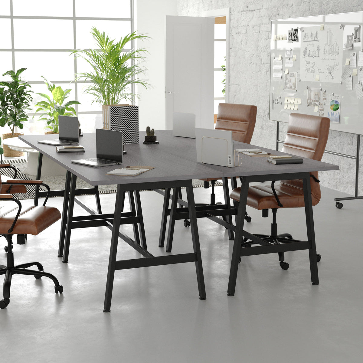 Gray Oak |#| Commercial 48x30 Conference Table with Laminate Top and A-Frame Base - Gray Oak