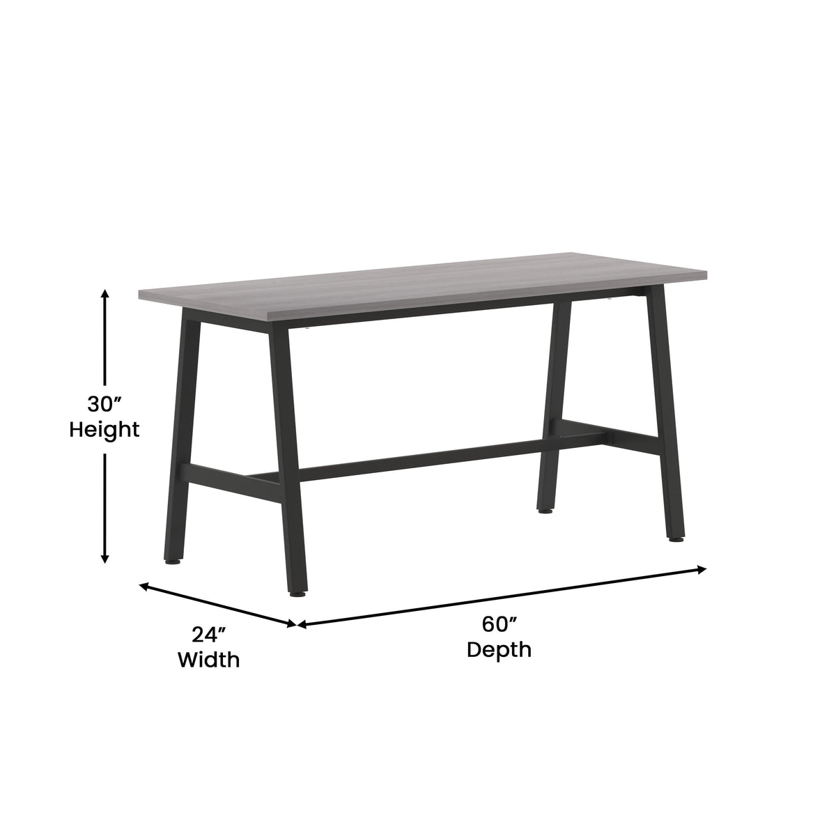 Gray Oak |#| Commercial 60x24 Conference Table with Laminate Top and A-Frame Base - Gray Oak
