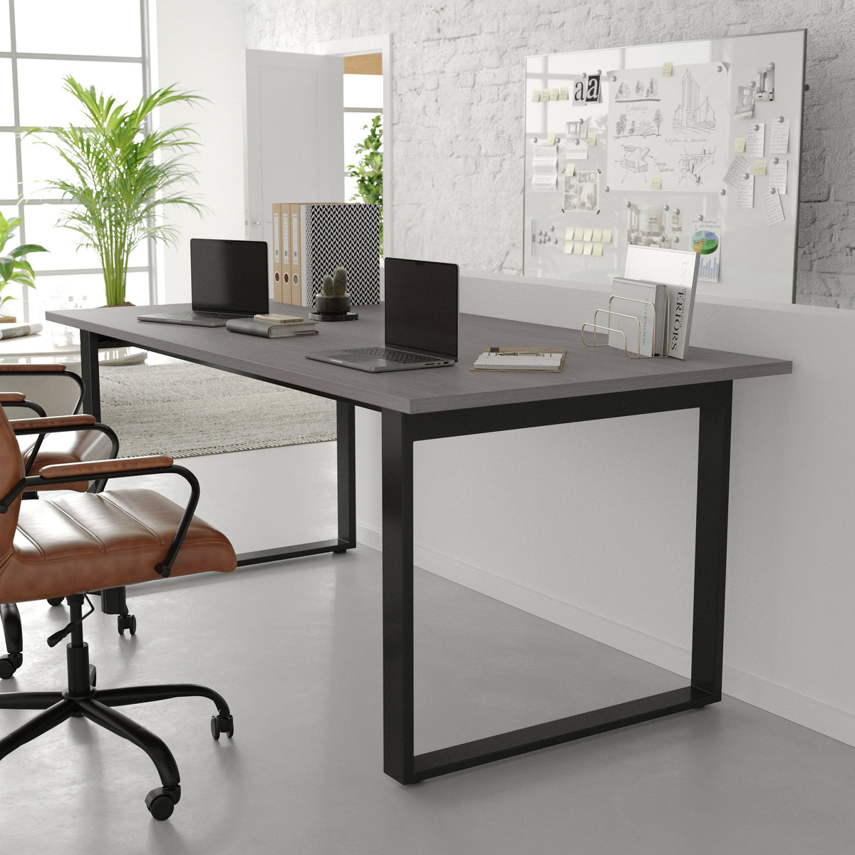 Gray Oak |#| Commercial 72x36 Conference Table with Laminate Top and U-Frame Base - Gray Oak