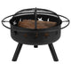 29inch Round Wood Burning Star and Moon Firepit with Mesh Spark Screen