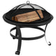 22inch Round Outdoor Portable Wood Burning Firepit with Mesh Spark Screen and Poker