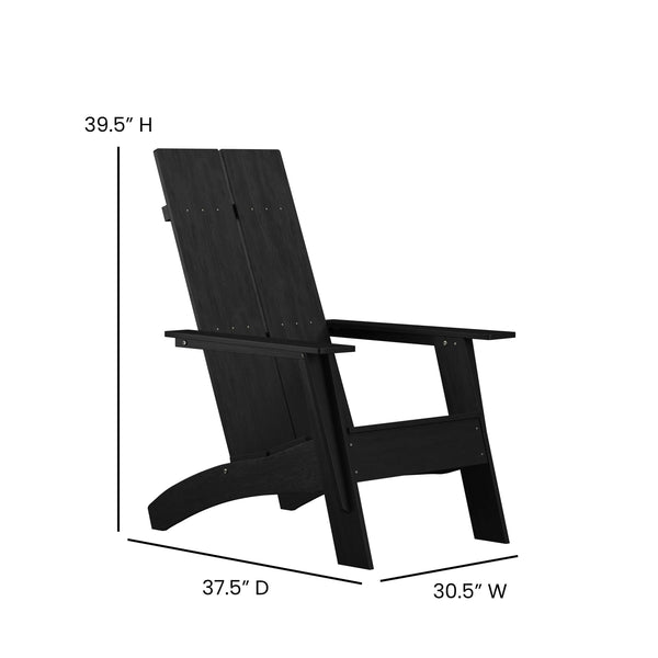 Black |#| Indoor/Outdoor Modern 2-Slat Adirondack Style Chair and Footrest in Black