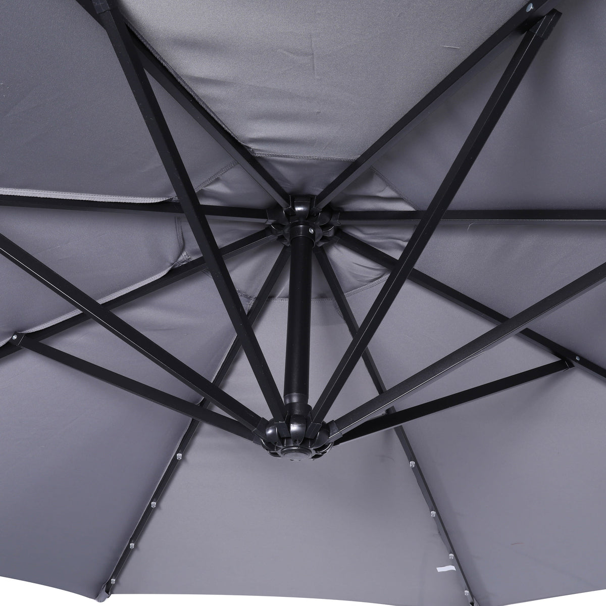 Gray |#| Commercial 10 FT Solar 32 LED Light Cantilever Umbrella with Crank and Tilt-Gray