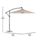 Tan |#| Commercial 10 FT Solar 32 LED Light Cantilever Umbrella with Crank and Tilt-Tan