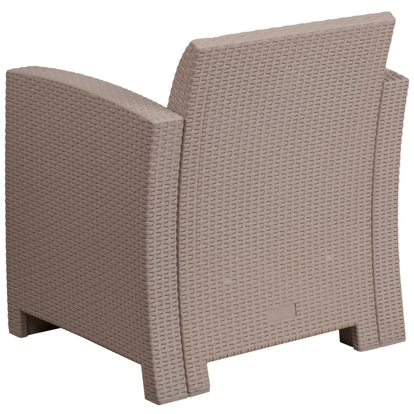 Light Gray |#| Light Gray Faux Rattan Chair with All-Weather Light Gray Cushion - Patio Chair