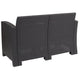 Dark Gray |#| Dk Gray Faux Rattan Loveseat with All-Weather Light Gray Cushions - Patio Chair