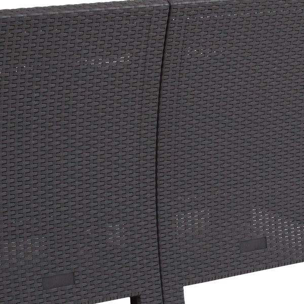 Dark Gray |#| Dk Gray Faux Rattan Loveseat with All-Weather Light Gray Cushions - Patio Chair