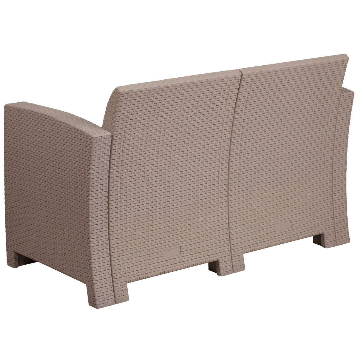 Light Gray |#| Lt Gray Faux Rattan Loveseat with All-Weather Light Gray Cushions - Patio Chair
