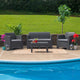 Dark Gray |#| Dk Gray Faux Rattan Loveseat with All-Weather Light Gray Cushions - Patio Chair