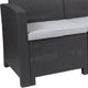 Dark Gray |#| Dark Gray Faux Rattan Sofa with All-Weather Light Gray Cushions - Patio Chair
