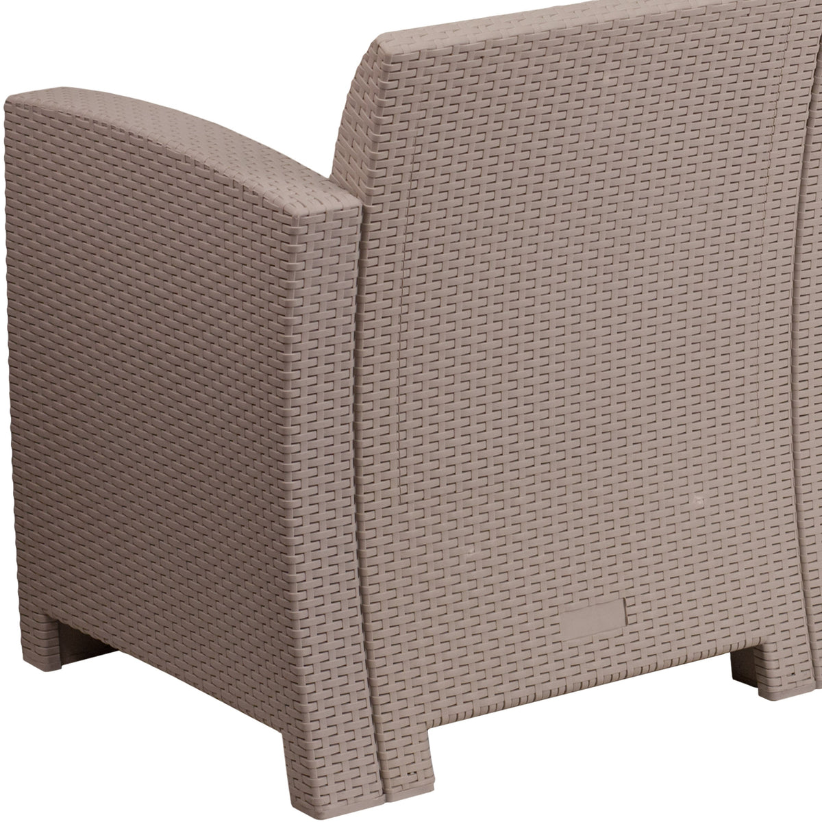 Light Gray |#| Light Gray Faux Rattan Sofa with All-Weather Light Gray Cushions - Patio Chair