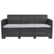 Dark Gray |#| Dark Gray Faux Rattan Sofa with All-Weather Light Gray Cushions - Patio Chair