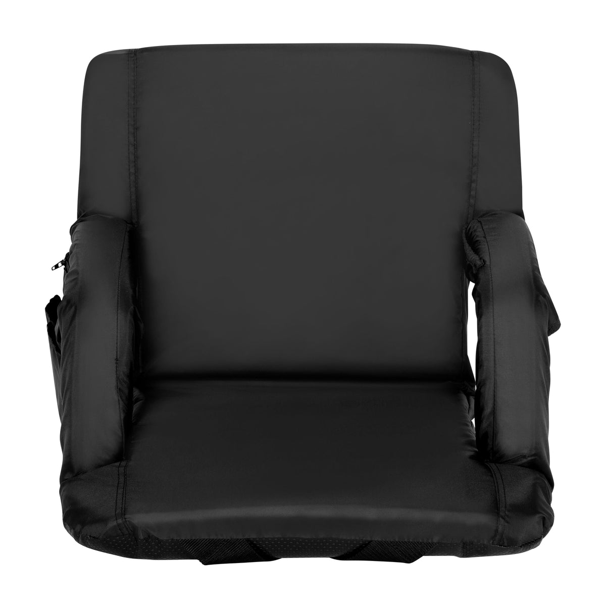 Black |#| 2 Pack Reclining Black Backpack Padded Stadium Chairs-Armrests & Storge Pockets