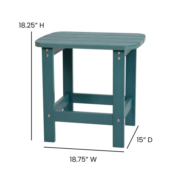 Sea Foam |#| Set of 2 Poly Resin Adirondack Rocking Chairs with 1 Side Table in Sea Foam